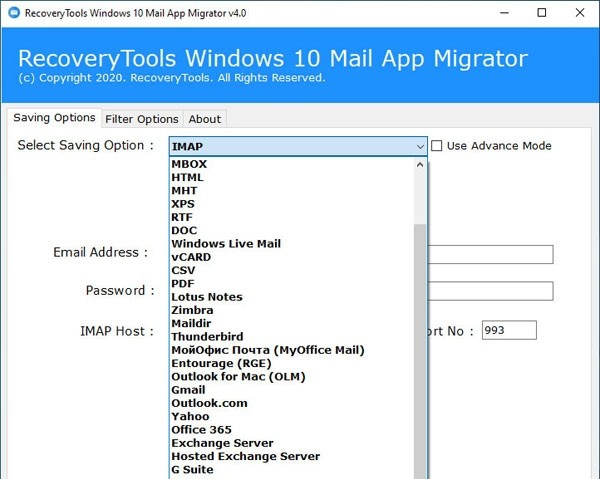 RecoveryTools Windows 10 Mail App Migrator(邮件转换工具) v4.4