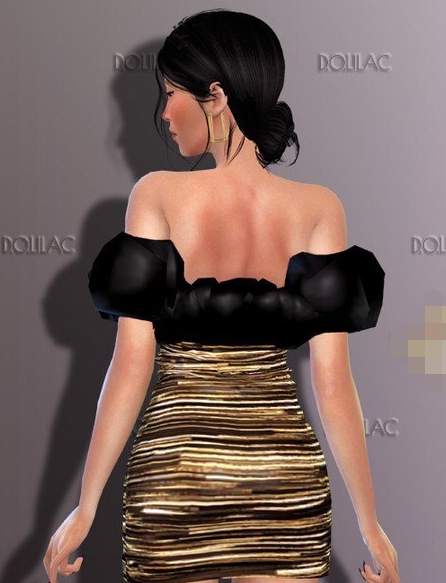 模拟人生4蓬松领条纹连衣裙MOD v1.4