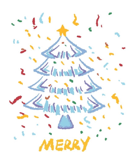 圣诞树彩色简笔画图片素材 v1.8