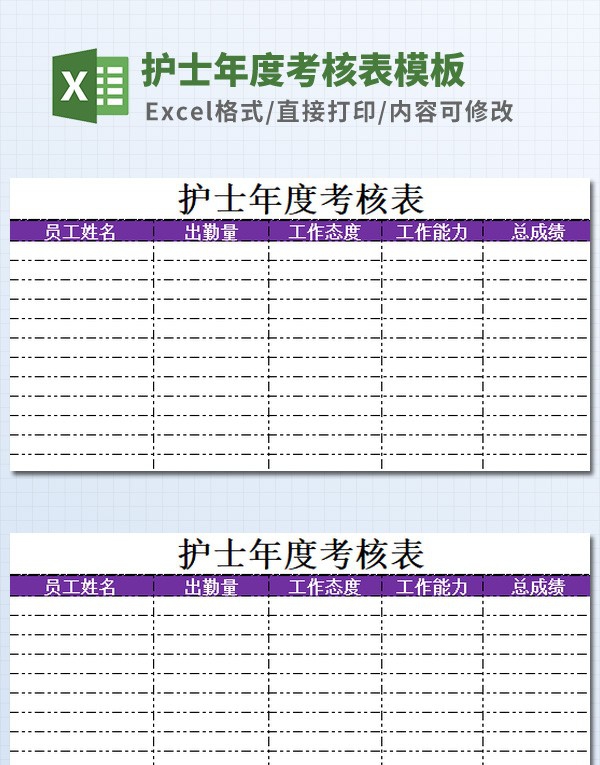 护士年度考核表模板 v3.14