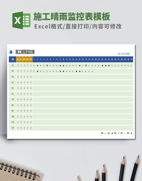 施工晴雨监控表模板 v3.63