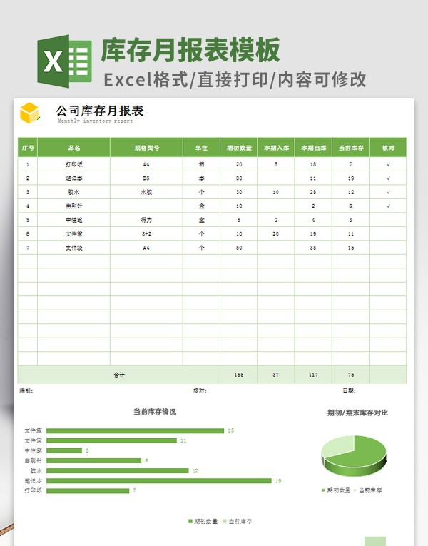 库存月报表模板 v3.18