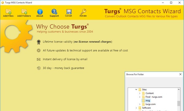 Turgs MSG Contacts Wizard(MSG文件转换工具) v3.1.3