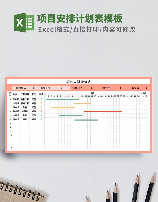 项目安排计划表模板 v3.72
