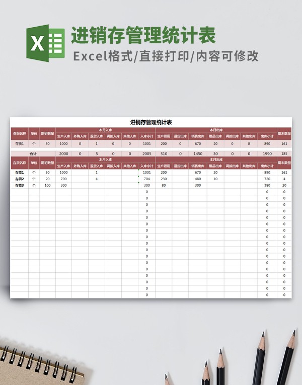 进销存管理统计表模板 v1.19