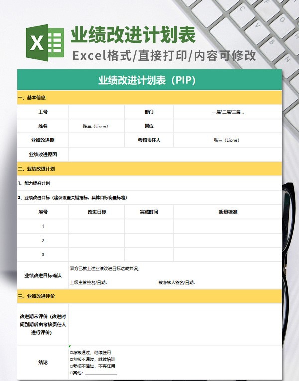业绩改进计划表模板 v3.30