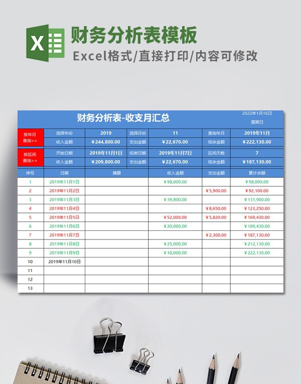财务分析表模板 v1.51