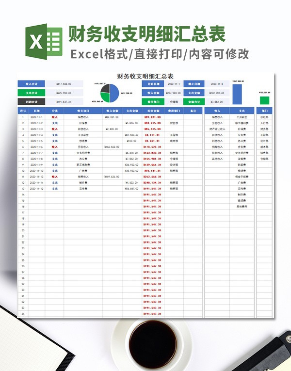 财务收支明细汇总表模板 v2.40