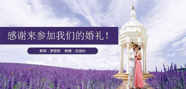 薰衣草背景浪漫婚礼PPT模板 v1.16