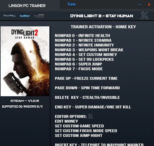 消逝的光芒2十六项修改器LINGON版 v1.0.9
