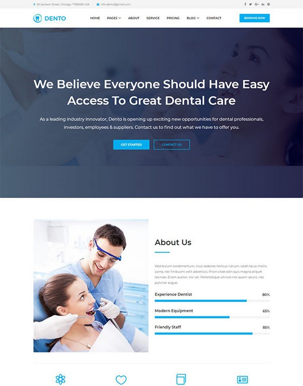 蓝色清爽牙科预约网站模板 v2.90