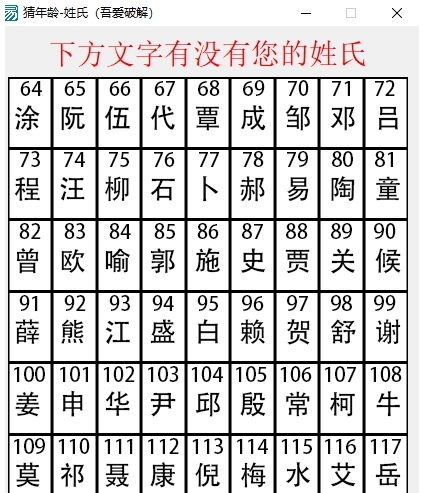 猜年龄-姓氏 v1.5