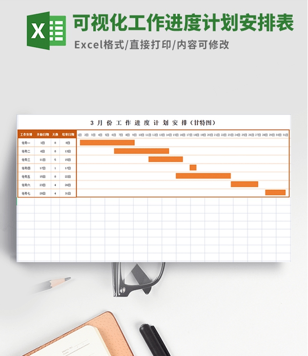 可视化工作进度计划安排表模板 v2.35