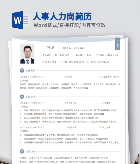 人事人力岗简历模板 v1.13