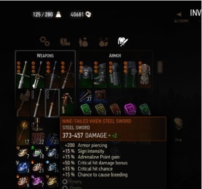 巫师3次世代版九尾狐女剑伤害随等级提升MOD v1.22