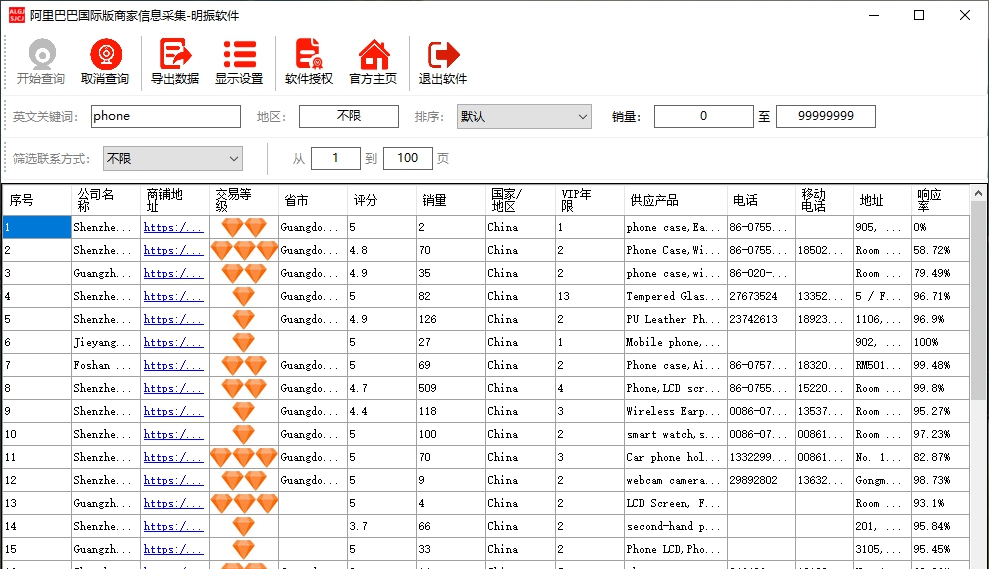 阿里巴巴国际版商家信息采集 V3.0.0.2