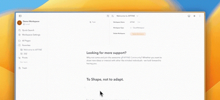 AFFiNE知识管理 v0.8.4