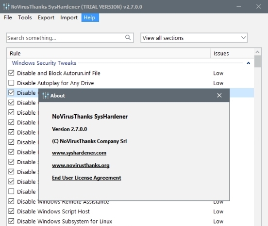NoVirusThanksSysHardener v2.8 NoVirusThanksSysHardener v2.8