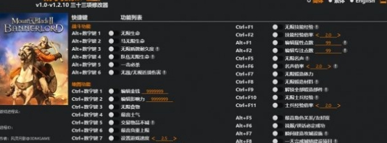 骑马与砍杀2三十三项修改器风灵月影版 v1.2.10