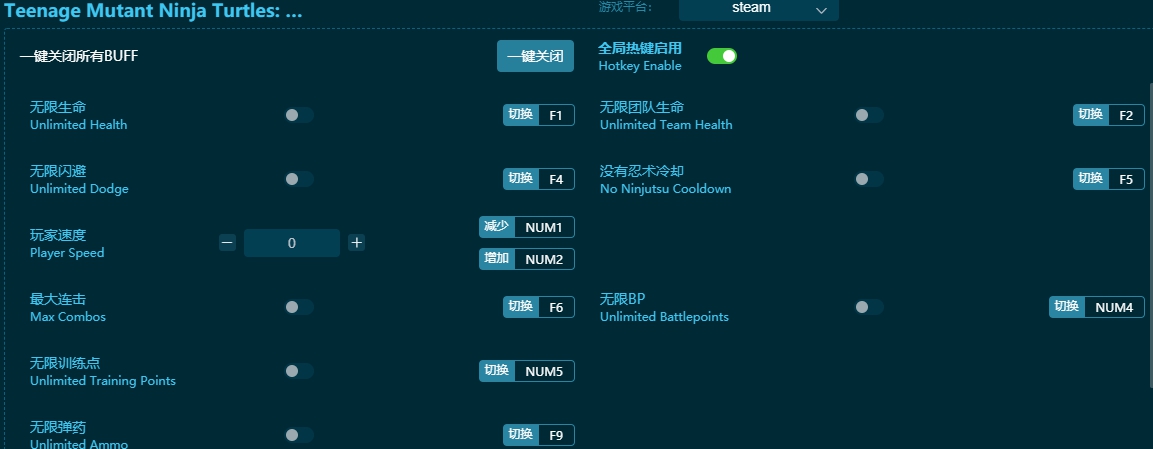 忍者神龟变种释放五项修改器 v1.1.4